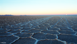 Coucher de soleil sur le Salar de Uyuni